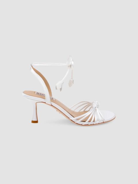 BADGLEY MISCHKA Women's Yelen 65MM Leather Wrap Sandals - White Satin