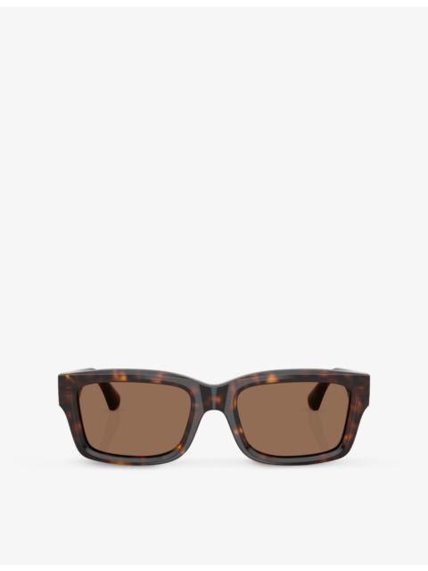 Burberry BE4443 Tortoise Rectangle-Frame Acetate Sunglasses