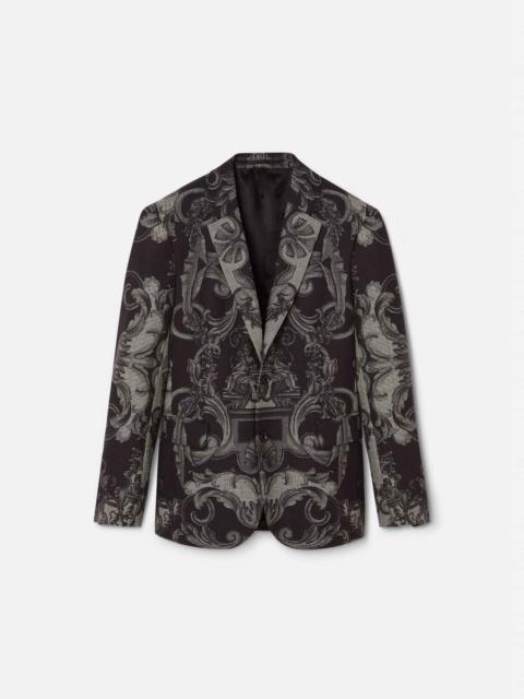 VERSACE Silver Baroque Wool Blazer