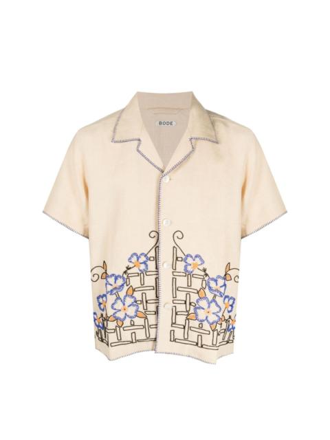 Himalayan Poppy short-sleeve linen shirt