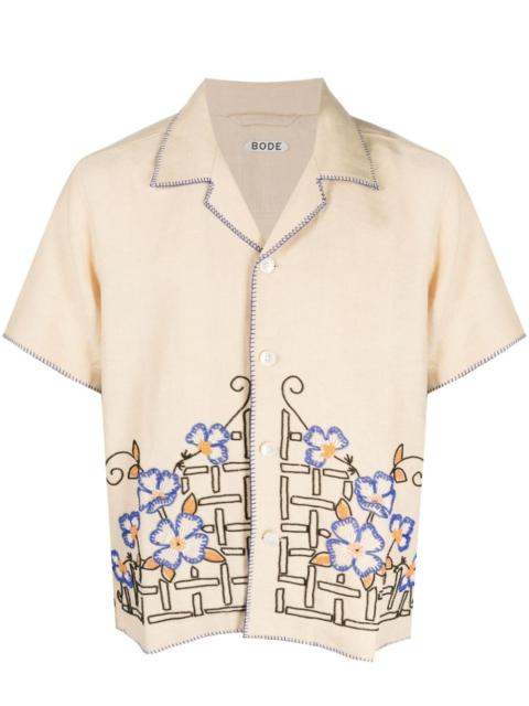 BODE Himalayan Poppy short-sleeve linen shirt