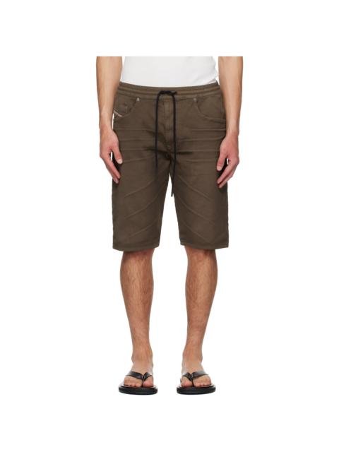 Diesel Brown 2033 D-Krooley-Short Jogg Denim Shorts