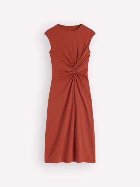 BODEN Delilah Twist Midi Dress-Burnt Orange