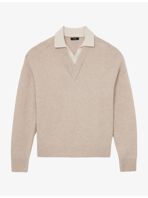 REISS Corey Contrast-Collar Wool Jumper