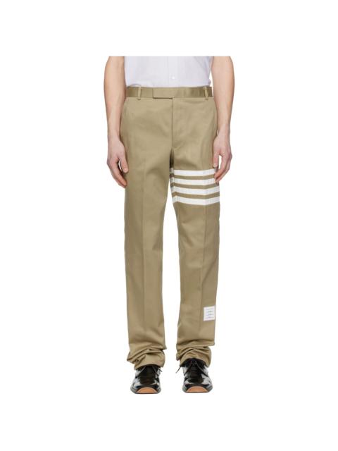 Thom Browne Beige Cotton Twill 4-Bar Unconstructed Chino Trousers