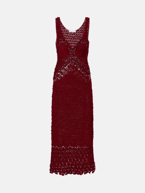 rabanne Embellished crochet cotton midi dress