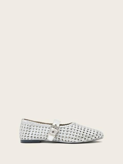 ALLSAINTS SABINE WOVEN LEATHER FLATS