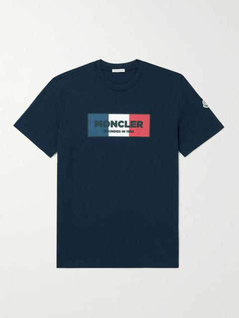 Moncler Slim-Fit Logo-Print Cotton-Jersey T-Shirt Navy