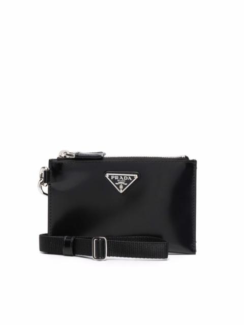 Prada logo plaque zip-up wallet