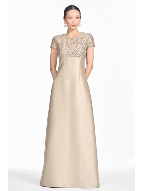 SACHIN & BABI EMBELLISHED AMSTERDAM GOWN - CRYSTALINE PEWTER
