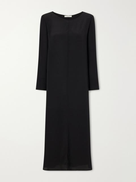 The Row Cyra silk-crepe de chine midi dress Black