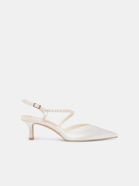 dolce vita KAMRA PEARL MID HEELS TRUE WHITE SATIN