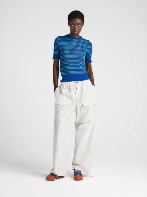 JW Anderson WOMENS SHEER FAIRISLE TOP IN COBALT