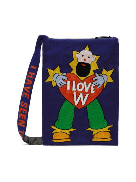 Walter Van Beirendonck Blue 'I Love W' Crossbody Bag