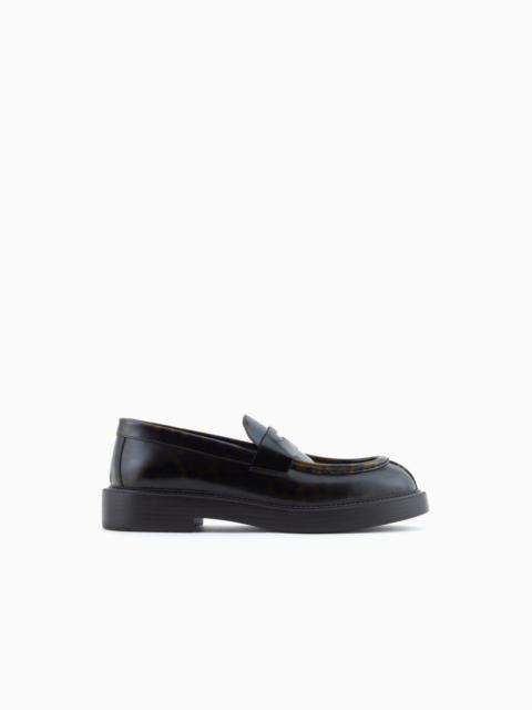 EMPORIO ARMANI SPECKLED LEATHER LOAFERS