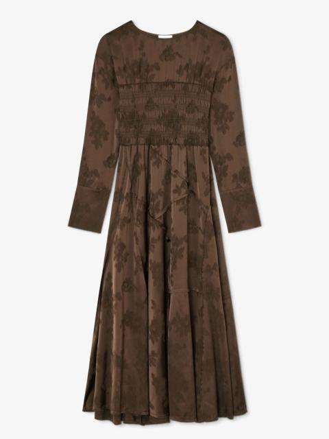 GANNI DRESS IN BROWN SATIN