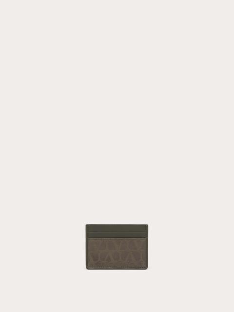 Valentino TOILE ICONOGRAPHE CARD HOLDER IN TECHNICAL FABRIC WITH LEATHER DETAILS