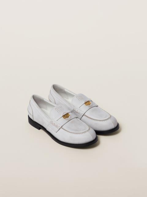 Miu Miu Vintage-effect leather loafers