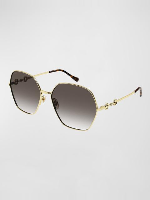 GUCCI Logo Lock Metal Butterfly Sunglasses