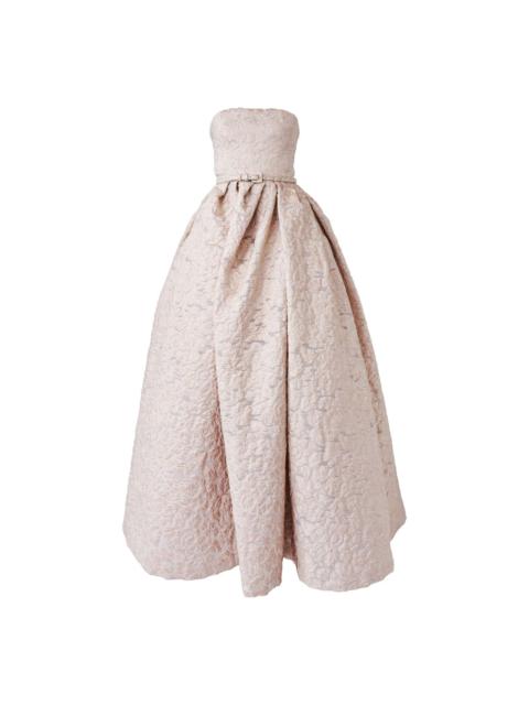 brocade-effect gown