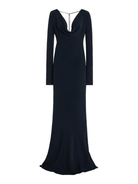 The Row Altan Draped Silk Gown navy