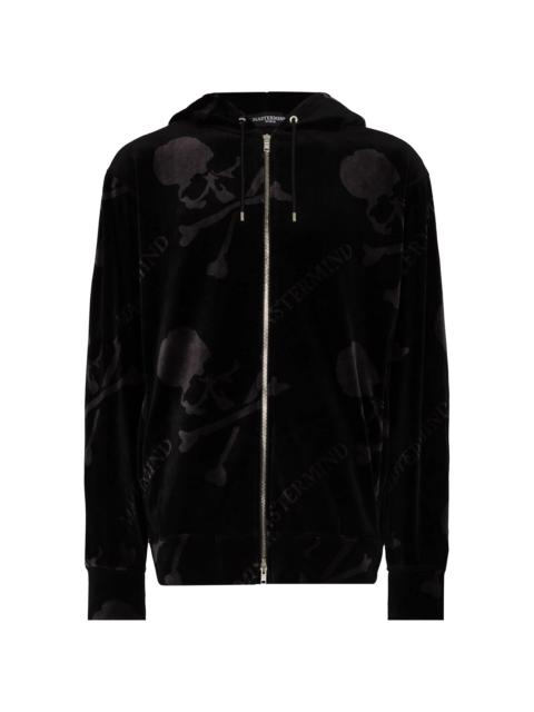 mastermind JAPAN skull-print velvet track jacket