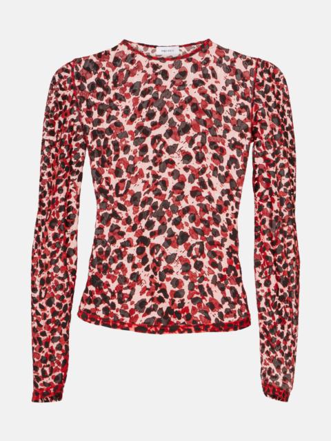 Leopard-print mesh top