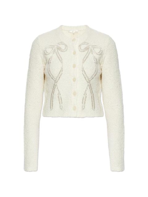 LoveShackFancy Leocadia beaded bow cardigan