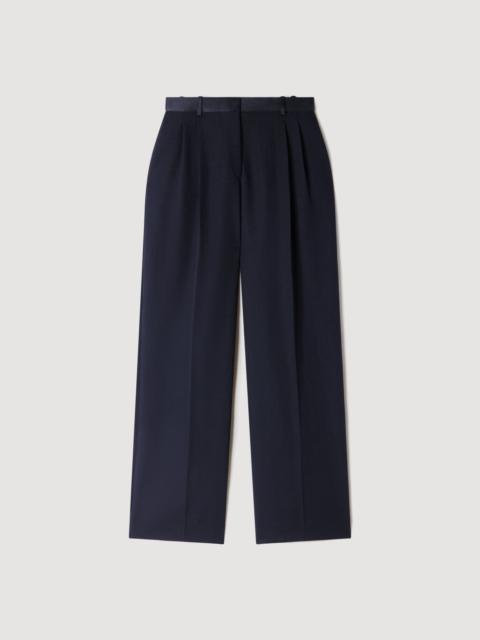 Sandro MIXED-MATERIAL SATIN TROUSERS
