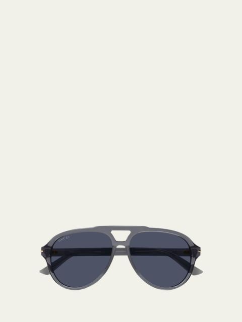 GUCCI Men's GG1443Sm Acetate Aviator Sunglasses