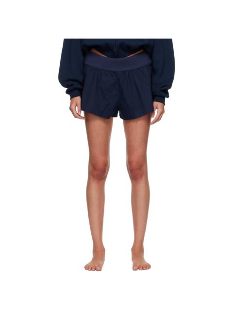 SKIMS Navy Woven Cotton Flutter Shorts