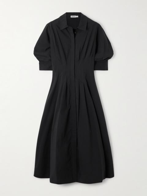 SIMKHAI Jazz Pleated Cotton-blend Poplin Midi Shirt Dress