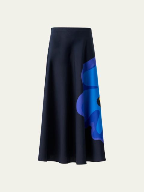 AKRIS Flower-Print A-Line Midi Skirt