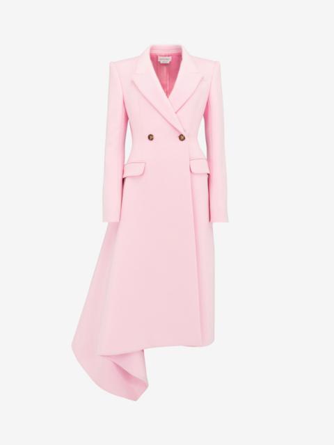 Alexander McQueen Women's Midi Draped Coat in Pale Pink