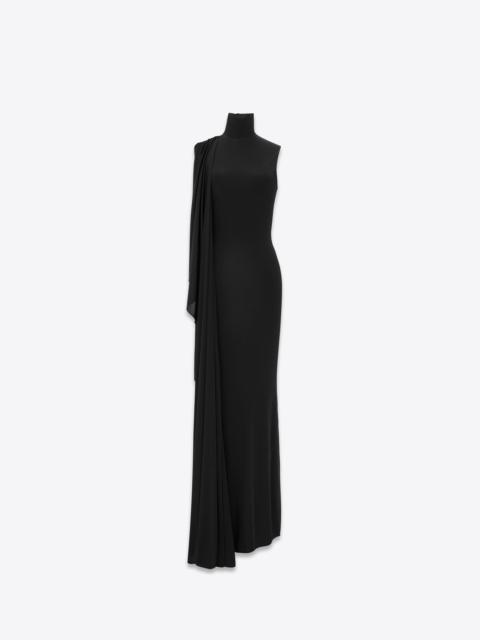 SAINT LAURENT draped dress in shiny jersey