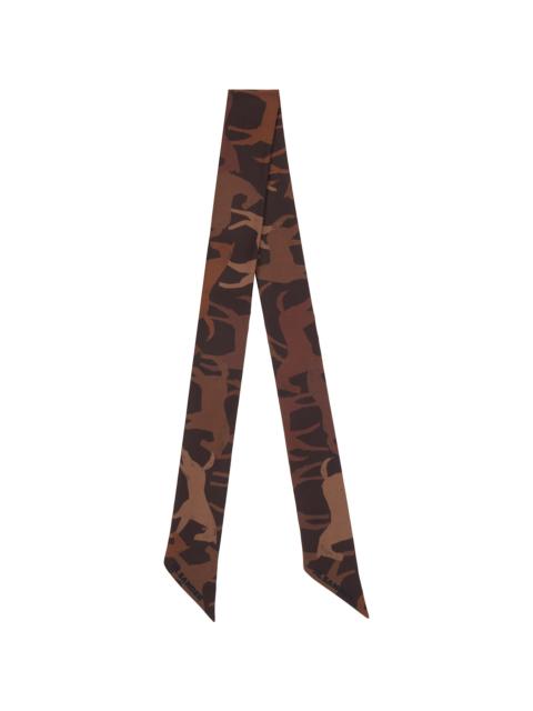 Jil Sander Brown Printed Silk Scarf