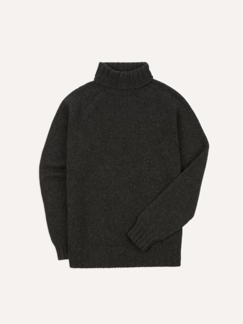 Drake's Charcoal Lambswool Submariner Roll Neck Jumper