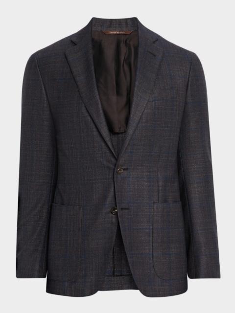 Canali Men's Silk and Cashmere Windowpane Sport Coat