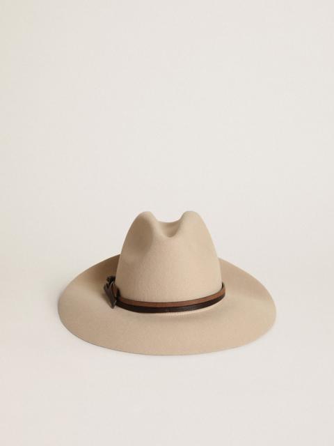 Golden Goose Journey Collection dove-gray Fedora hat with leather strap