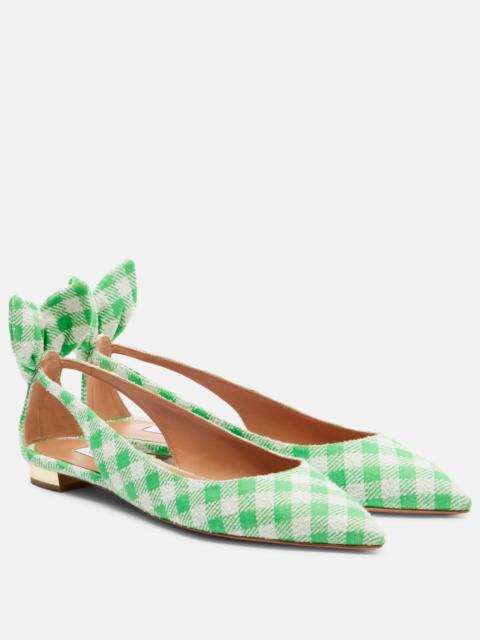AQUAZZURA Bow Tie bow-detail checked ballet flats