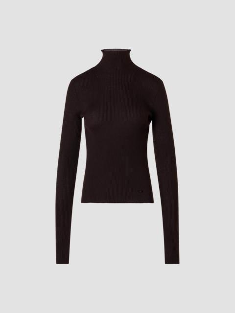AKRIS Women's Cashmere-Silk Rib-Knit Turtleneck Sweater - Coffee