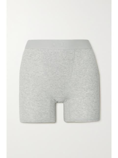 SKIMS Cotton Collection Ribbed Cotton-blend Jersey Boxer Shorts