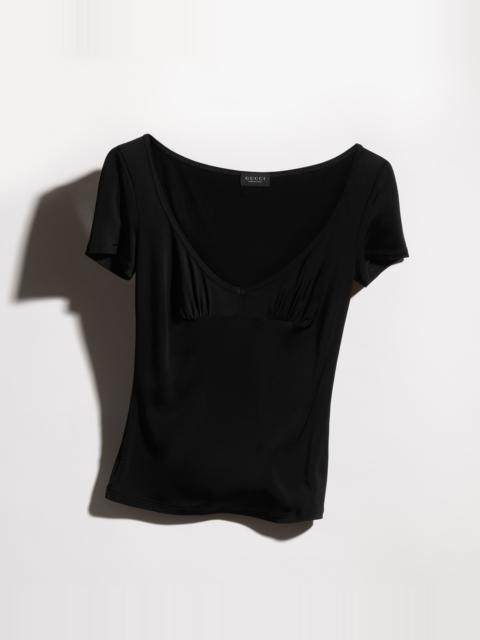 GUCCI Viscose jersey T-shirt with metal tag