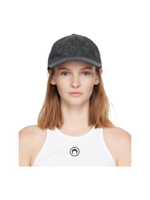 Marine Serre Gray Moon Laser Denim Baseball Cap