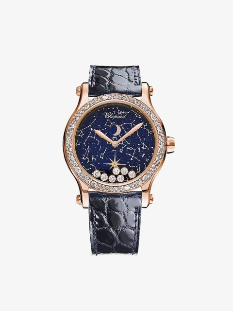 Chopard 274894-5001 Happy Moon 18ct rose-gold and 1.18ct diamond automatic watch