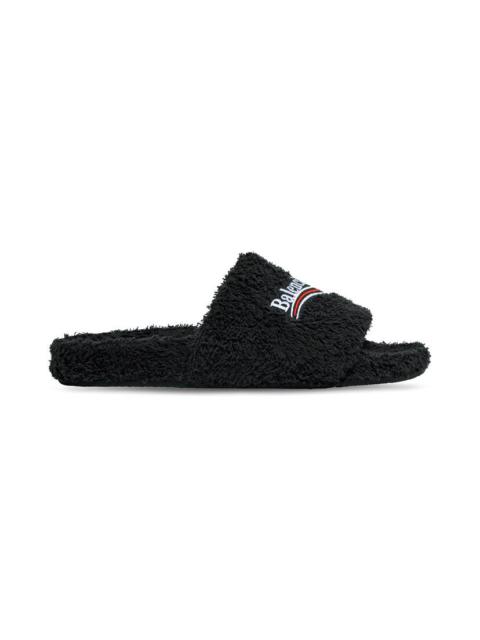 furry slide sandal in soft towel