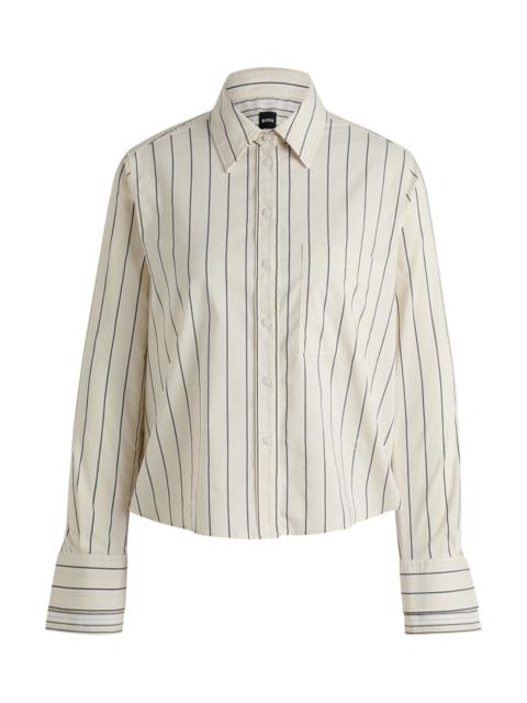 BOSS REGULAR-FIT BLOUSE IN STRIPED STRETCH COTTON