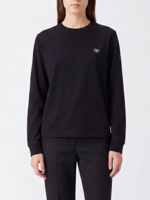 Valentino VALENTINO GARAVANI Long-Sleeved Cotton T-shirt with VLogo Signature