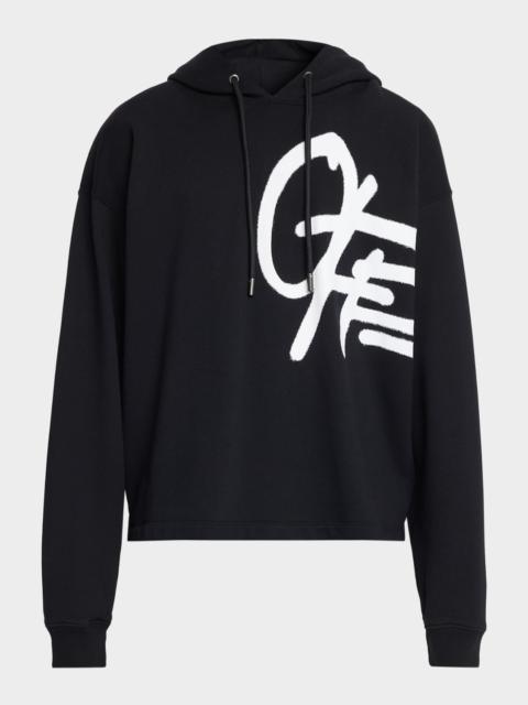Off-White Men's Graffiti Logo Oversized Cotton Hoodie