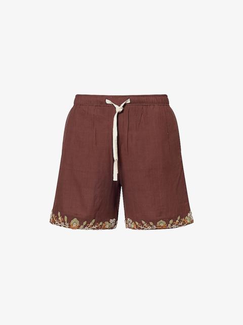 KARTIK RESEARCH Floral Embroidered Cotton Shorts